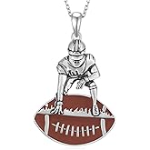 Daixiya Football Necklace 925 Sterling Silver Football Player Pendant Necklace Sport Jewelry Birthday Gifts for Women Men
