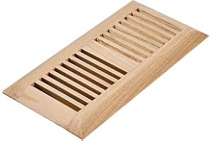 Razo Red Oak Wood Floor Register, Drop in Vent Cover with Damper, 4x10 Inch (Duct Opening), Unfinished