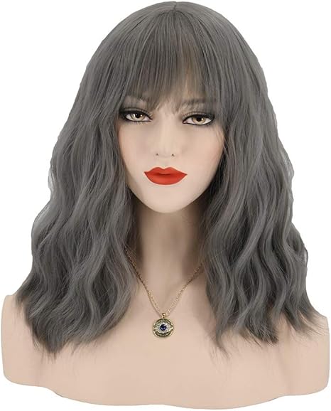 Amazon Co Jp Wolkaibi レディースファッションウィッググレー人工毛ショートキュリーウィッグヘアウェーブウィッグ レディーズ フルウィッグ ウィッグ かつら ロング ショート Wig ストレートヘア カール 小顔効果 自然 医療用 原宿 ロリータ 耐熱 ネット付き ふんわり