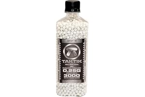Taktik 0.25g Airsoft BBS Bio - Precision Grade Highly Polished Airsoft bb - 3000 Rounds Bottle Airsoft with Match Grade White BBS 6mm