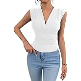 LJVOGUES Summer Tops for Women V Neck Going Out Tops Stretchy Sequin Tank Sexy Casual Outfits 2025 Black