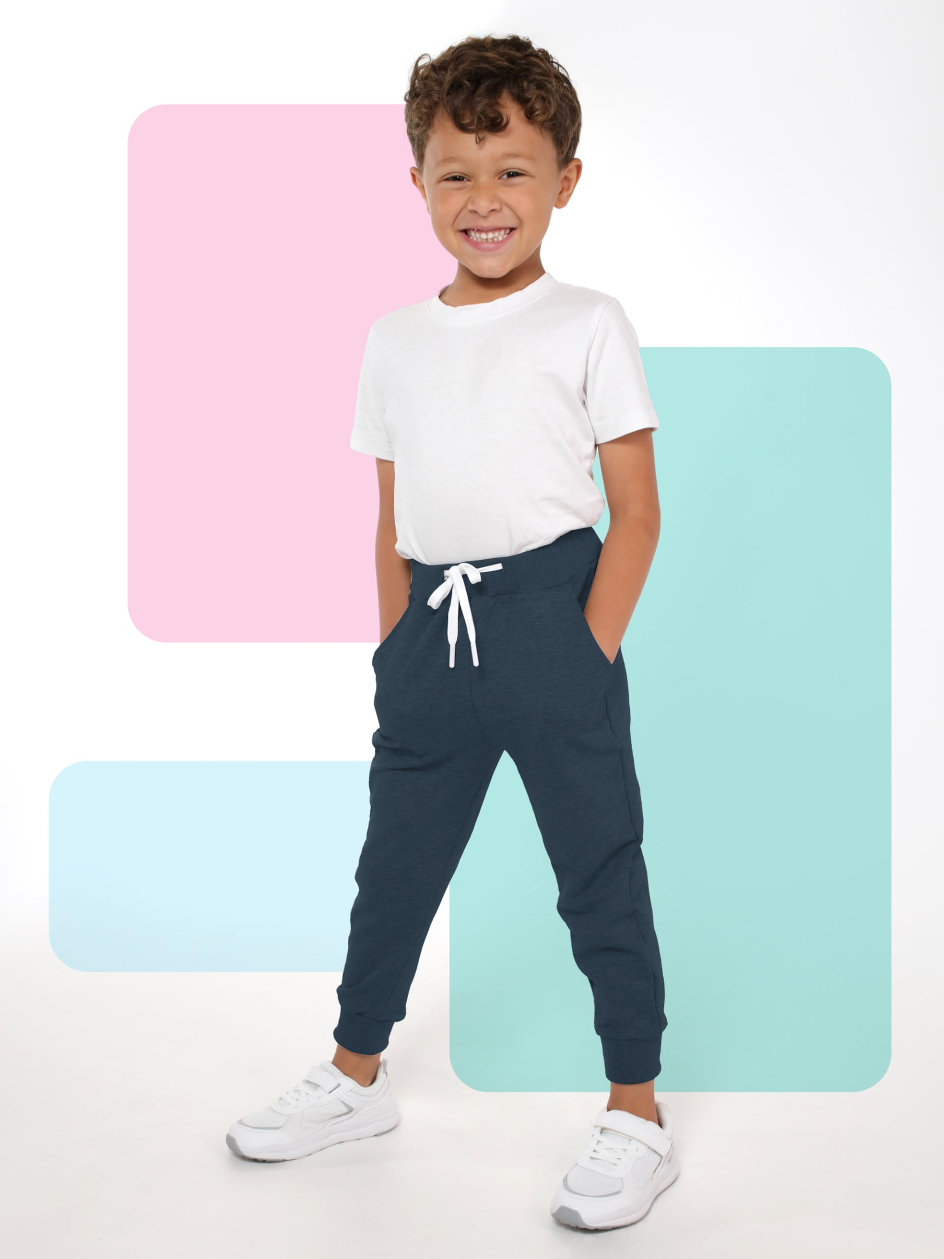 Resinta 3 Pack Toddler Boy Sweatpants Cotton Boys Athletic Joggers Pants Kids Sweats Pants with Pocket Workout Clothes