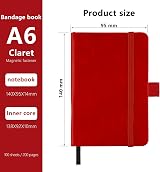 Lefute A6 Notebooks Pocket Notebook Hardback Red 200 Pages 80gsm PU Leather view 2