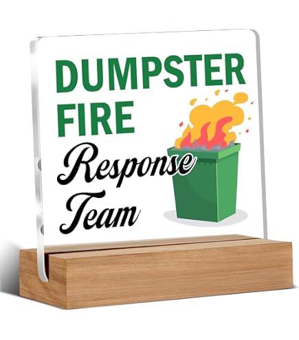 Funny HR Office Decor Wooden Box Sign - "Dumpster Fire Call HR" Gift For Coworker Desk
