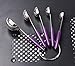 LIU 5 PCS Solid Sturdy Stainless Steel Stackable Measuring Spoon Set to Measure Dry and Liquid Ingredients with Soft Handles,for Kitchen Cooking Baking (purple)