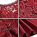 Women's Vintage Floral Lace Cocktail Party Knee Length Dress with 3/4 Sleeves Burgundy
