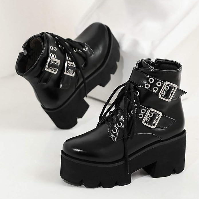 LUXMAX Womens Gothic Platform Booties