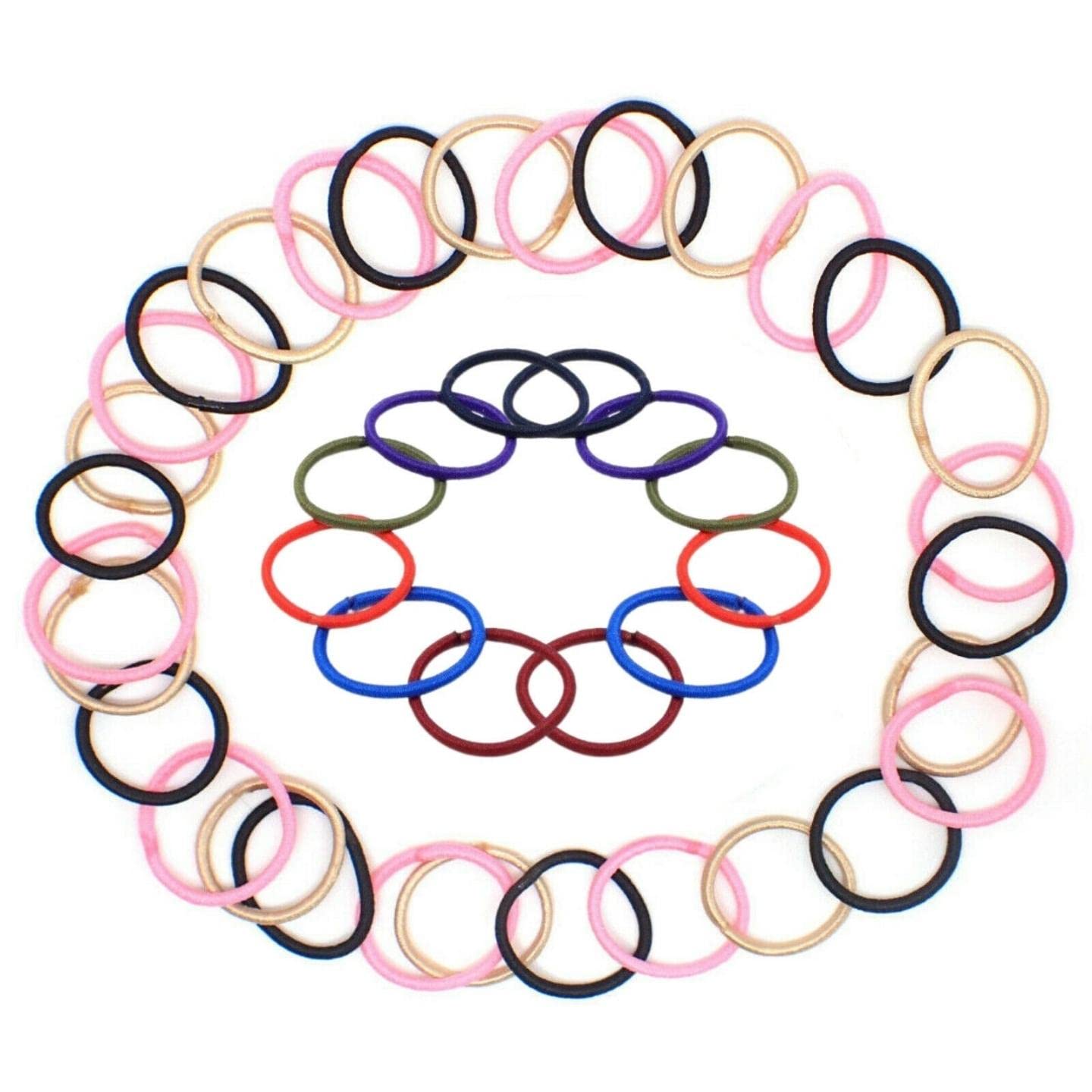 Topkids Accessories Mini Tiny Hair Ties for Adults and Kids, Small Hair Bands, Ponytail Holders, Kids Hair Bobbles, Small Hair Elastics, Girls Hair Accessories (56pcs Mixed and School Mix)