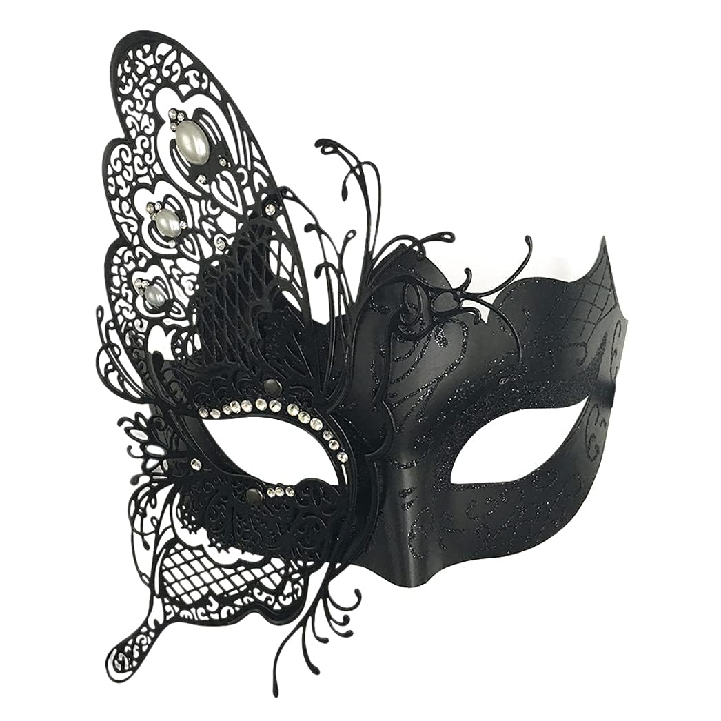 Qavctw Masquerade Half Face Mask Metal Mystery Men Women Halloween Ball Mask Laser Cut Metal Venetian Mask Mardi Gras Halloween Ball Mask