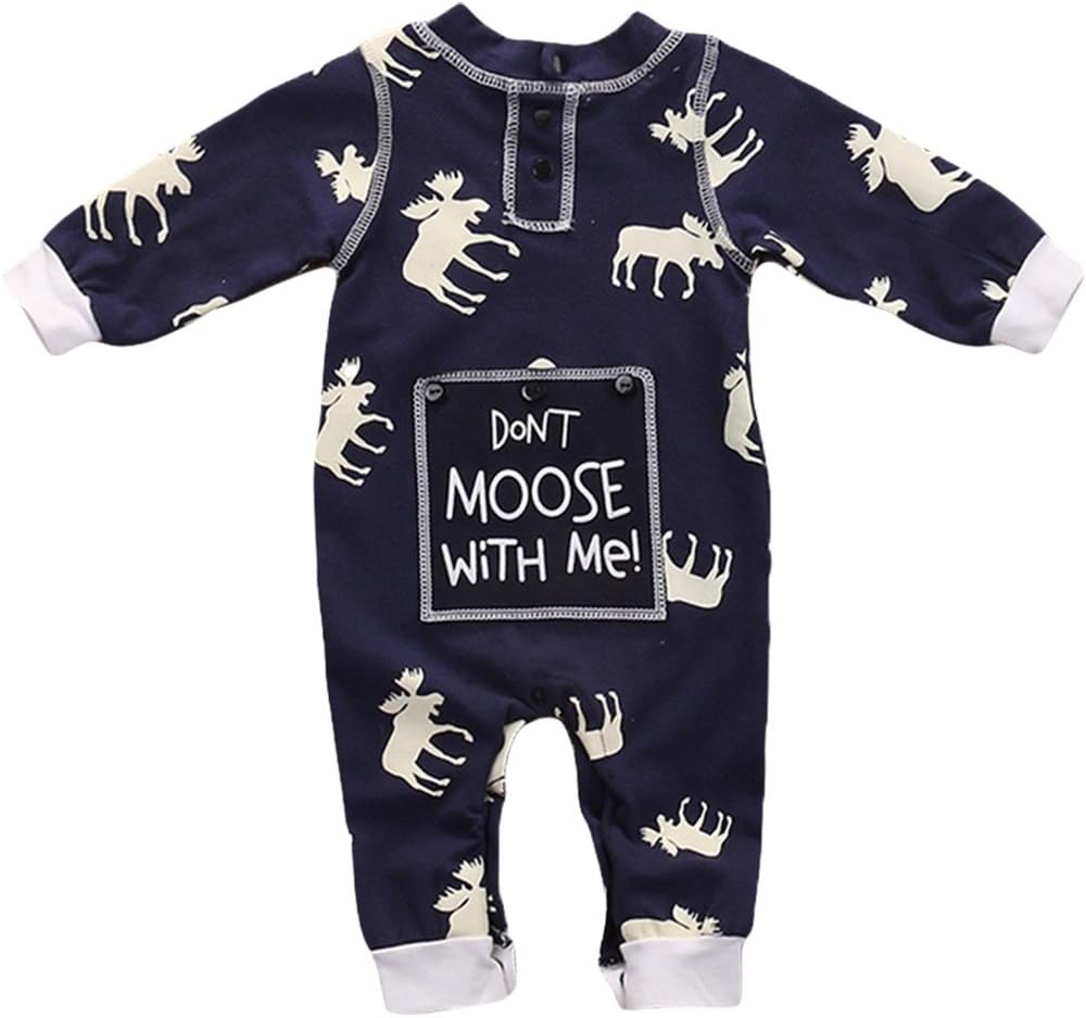 Favorite baby Fashion Wild Boy Girl Christmas Suits Crawling Clothes Reindeer Printing Baby Home Clothing
