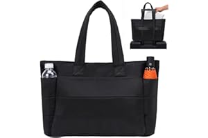 Bagtopia Quilted Tote Bag for Women, Large Puffer Bag with Laptop Compartment for Travel, Work, Nurse, Beach, Gym, Shop