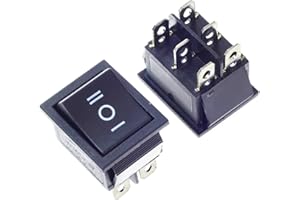 QTEATAK 2Pcs DPDT 6 Pins 3 Position ON/Off/ON Black Rocker Toggle Switch for Car and Boat AC 20A/125V 16A/250V KCD4
