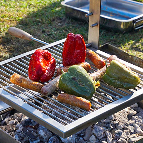 SPITJACK Portable Camping Grill. Cook Over a Fireplace or Campfire with an All Stainless Steel Cooking Grate and Drip Pan