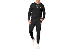 JMIERR Men's Loungewear Sets 2 Piece Outfits Texture Sweatshirt Tracksuit Sweatpants Sweatsuit Set