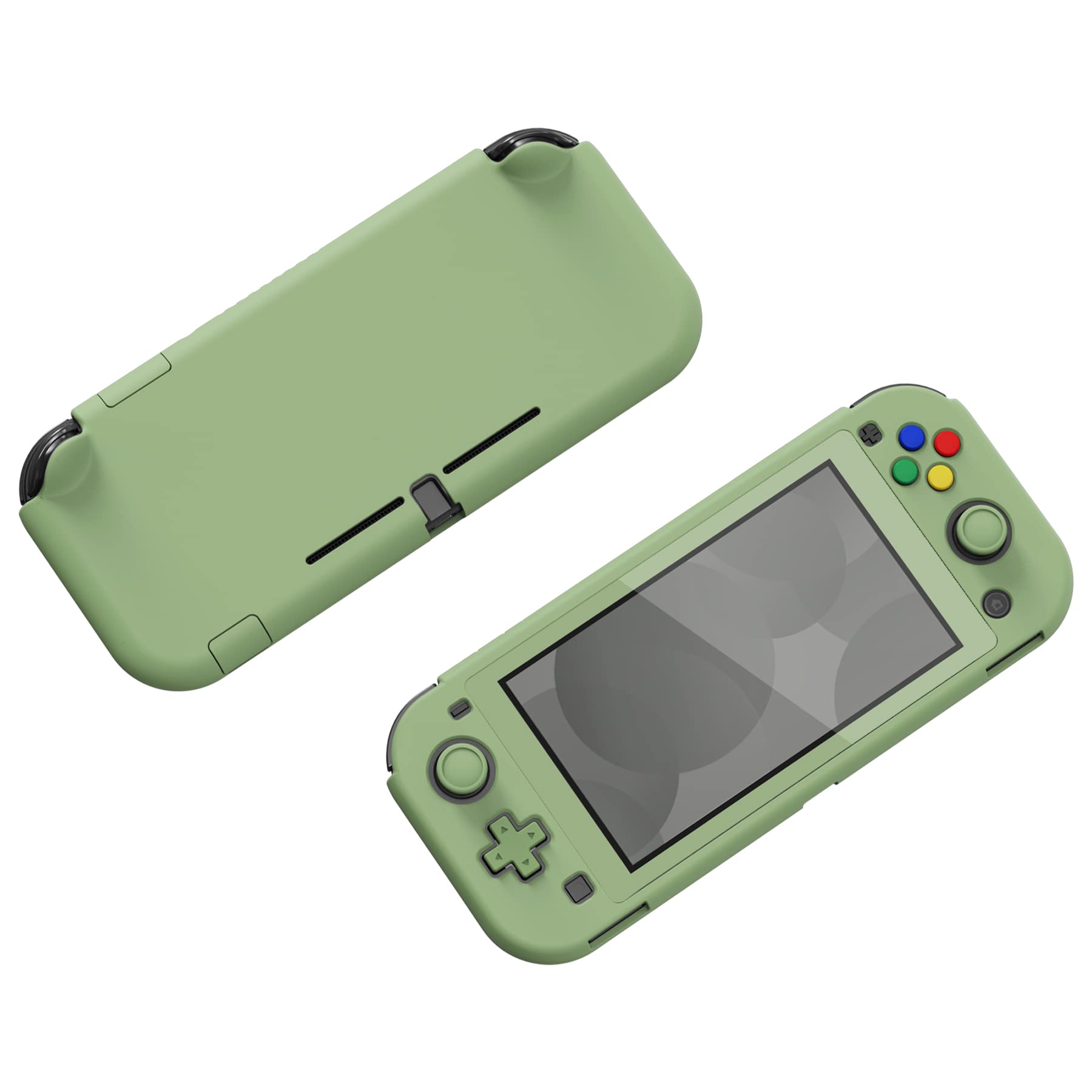 eXtremeRate PlayVital Matcha Green Protective Grip Case for Nintendo Switch Lite, Hard Cover Protector for Nintendo Switch Lite - Screen Protector & Thumb Grips & Buttons Caps Stickers Included