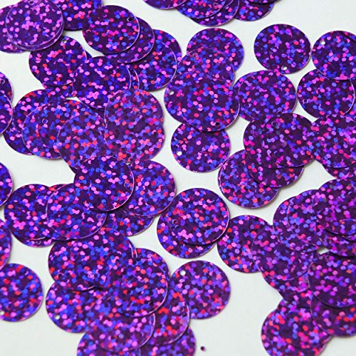 Round Flat Sequin 12mm Top Hole Amethyst Purple Hologram Glitter Sparkle. Couture Paillettes. Made in USA