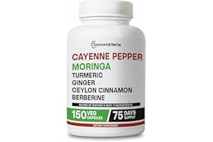 Immortal Herbs Cayenne Pepper Moringa Turmeric Ginger Capsules, 150 Pills, Gut Health Supplement w/Extra Strength, Non-GMO & Gluten Free, Pure Berberine HCL and Ceylon Cinnamon Extract Powder