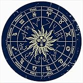 FixeLLD Zodiac Wheel Rustic Round Metal Tin Sign Constellations Chart,Astral Chart Sign,12 Astrology Zodiac Signs, Horoscope Gift,Wreath Signs for Home Kitchen Wall Decor 12x12 Inch