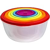 ATRDTO Plastic Multicolor Salad Bowl Set,Microwave and Dishwasher Safe,Ideal for Baking, Prepping, Cooking and Serving Food (Set of 7) (Multicolor-Round)