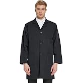 VOGRYE Mens Lab Coat with 3 Pockets for Chemistry Lab | 3 Pocket long sleeve button front notched lapel machine wash workwear science students and shop work sizes xs - 4xl