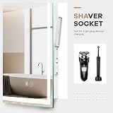 Dripex Bluetooth LED Bathroom Mirror 500x700mm Anti-fog Shaver Socket view 3