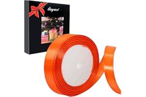 LIUYAXI Solid Color Orange Satin Ribbon 5/8 inch X 25 Yard, Ribbons Perfect for Crafts, Hair Bows, Gift Wrapping, Wedding Party Decoration and More