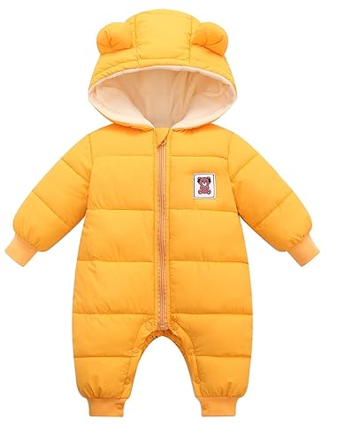 Happy Cherry Baby Girl Down Snowsuit Infant Jumpsuit Hooded Romper