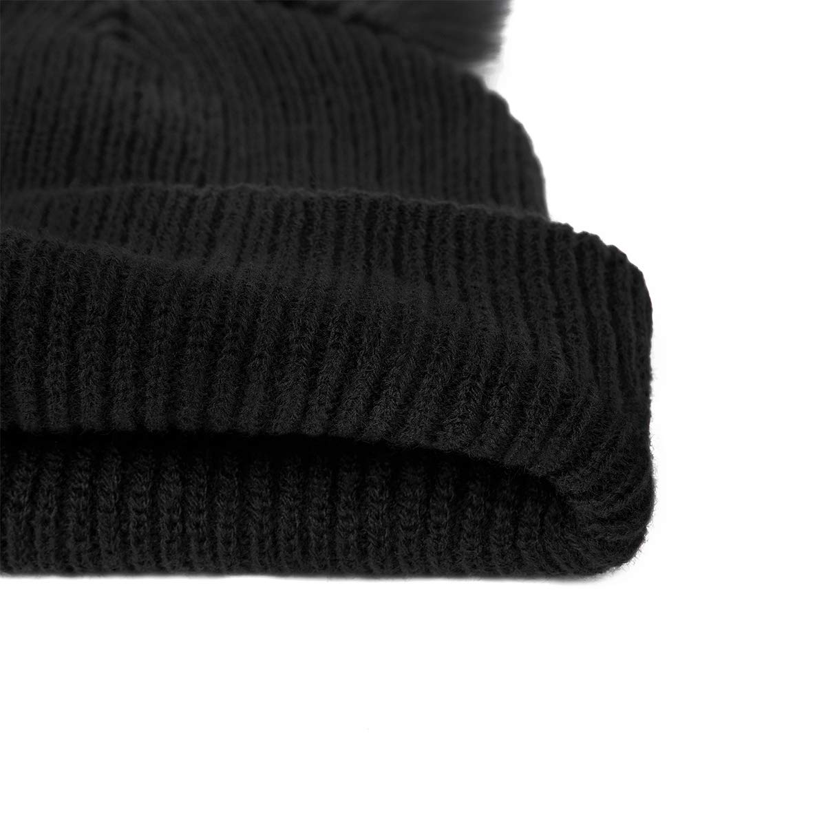 Flowomen Winter Hats for Women Cute Cat Ear Hat with Embroidered Warm Knit Crochet Women\'s Slouchy Beanie Hat Ski Cap (Black)