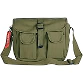 Olive Drab Green Canvas Ammo Military Shoulder Bag Tactical Ammo Pack Mini Shoulder Bag with Strap