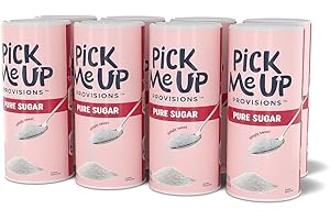 Pick Me Up Provisions 100% Pure Cane Sugar, Easy Pour Sweetener, 22 Oz Canister, 8-Pack, Granulated White