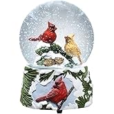 Glitterdomes 36475 100mm 6" Tall Musical Glitterdome with a Sculpted Base and Features a Pair of Cardinals Inside
