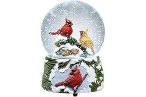 Roman Cardinal Birds Winter Wonderland Musical Christmas Glitterdome Snow Globe