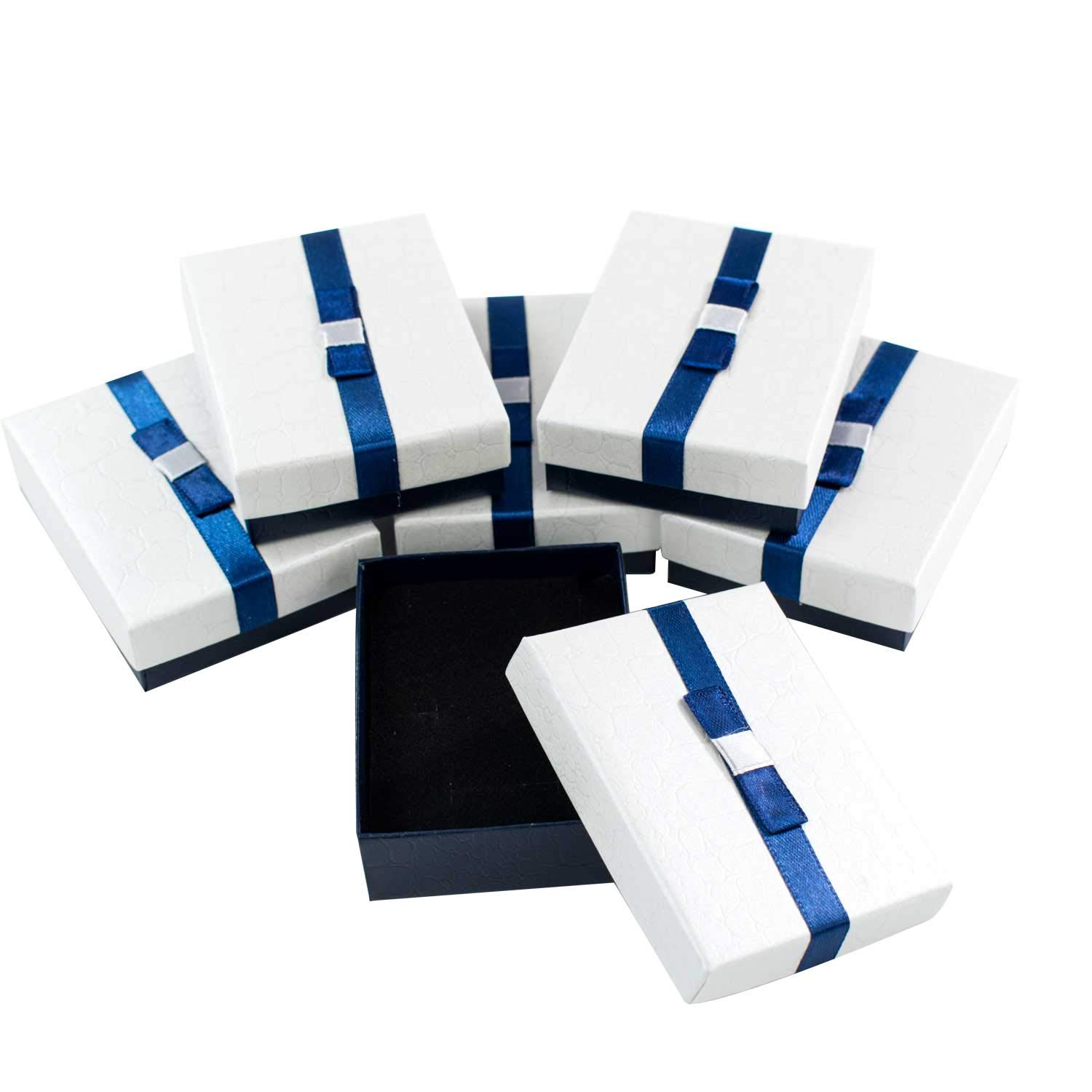 TRIXES Gift Boxes x6 Jewellery Box - Square Rectangular Gift Box Set Cardboard Gift Display Box - Gifting for Weddings, Christenings, Parties, Christmas and Much More (Blue)