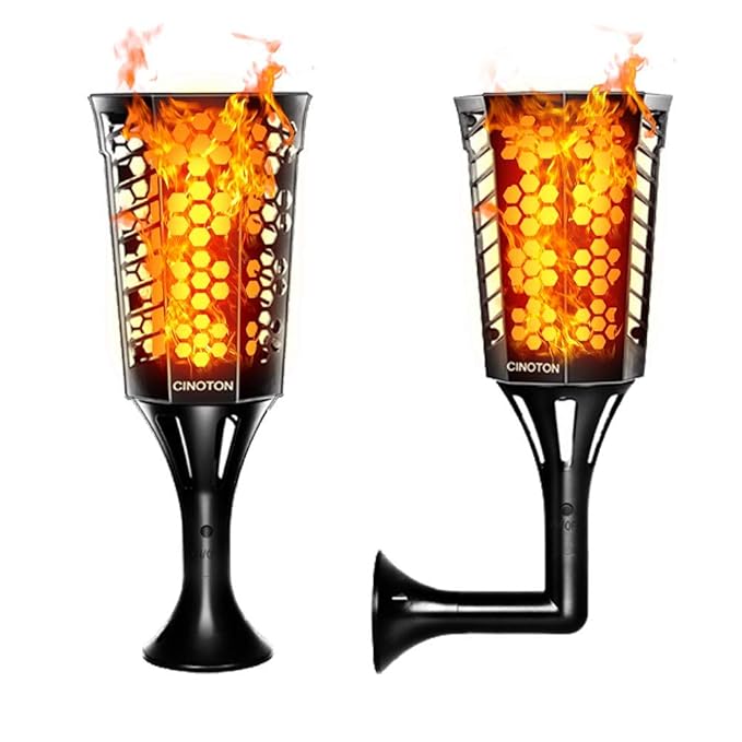 CINOTON Solarleuchten Solar Fackel Garten Licht Lampe 96 LED Flackerlicht Tanzen Flamme für Dekoration Festival Atmosphäre im