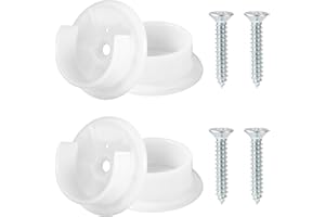 BOXOB 4pcs Closet Rod Holders, Plastic Tension Pole Bar Sockets for 1-3/8" Heavy Duty Wardrobe Tube Rail Support Bracket with Screws Fittings for Home Bathroom Shower Curtain Clothing Store (White)
