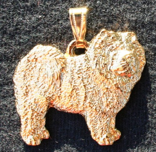 Chow Dog 24k Gold Plated Pewter Pendant