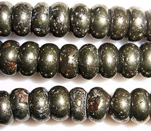 TheTasteJewelry 4mm Rondelle Pyrite Beads 15 inches 38cm Jewelry Making Necklace Bracelet Healing Power