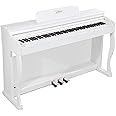 ZHRUNS Digital Piano, 88 Key Weighted Keyboard Piano, Full-size Electric Piano Keyboard with Sheet Music Stand, Triple Pedal, Power Adapter, Supports USB-MIDI Connecting (White)