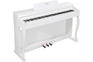 ZHRUNS Digital Piano, 88 Key Weighted Keyboard Piano, Full-size Electric Piano Keyboard with Sheet Music Stand, Triple Pedal, Power Adapter, Supports USB-MIDI Connecting (White)