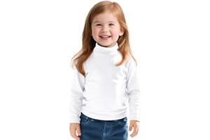 Witwot Toddler Girls Mock Turtleneck Shirts Cotton Baby Girl Long Sleeve Thermal T-Shirt Soft Basic Pullover Top Size 18M-5T