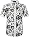 SSLR Men's Floral Button Down Short Sleeve Hawaiian Tropical Shirt (X-Large, White Black)
