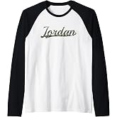 Jordan First Name Camouflage Vintage Inspired Raglan Baseball Tee