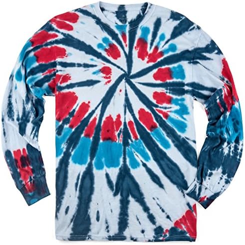 Magic River Long Sleeve Handcrafted Tie Dye T Shirts - Americana - Adult XXXLarge