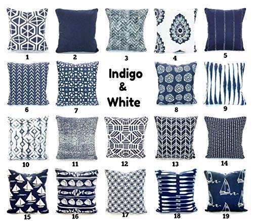 Home Decor Pillow Covers Navy White Throw Cushions Vintage Indigo