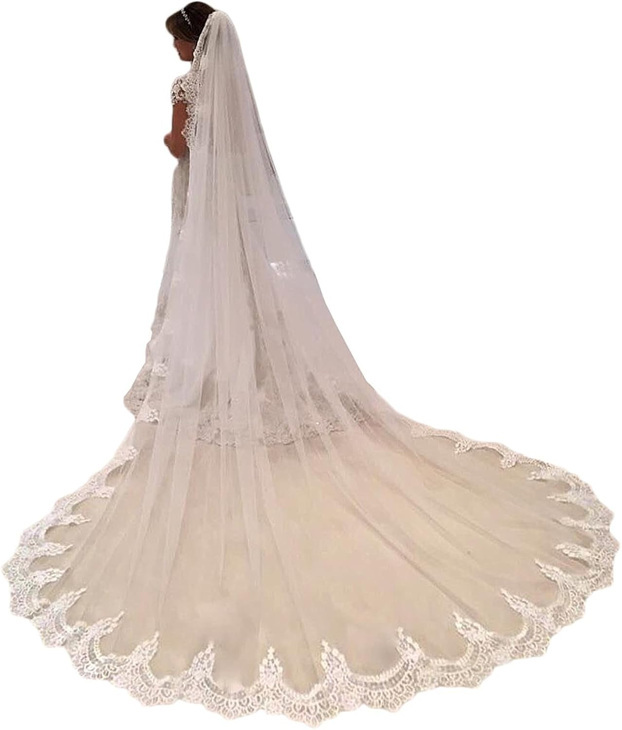 Enjoy 50 Off Kelaixiang Women 1t Lace Edge Cathedral Length Long Bridal Wedding Bridal Veil With Comb At Women S Clothing Store Lightning Delivery D4 Fr