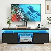 YITAHOME Black TV Stand for Living Room with Height Adjustable Mount, Modern TV Stand for 70/65 Inch TV, LED Entertainment Center with Storage, Media Console Cabinet, Black