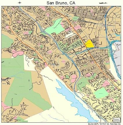 Amazon.com: Large Street & Road Map of San Bruno, California CA