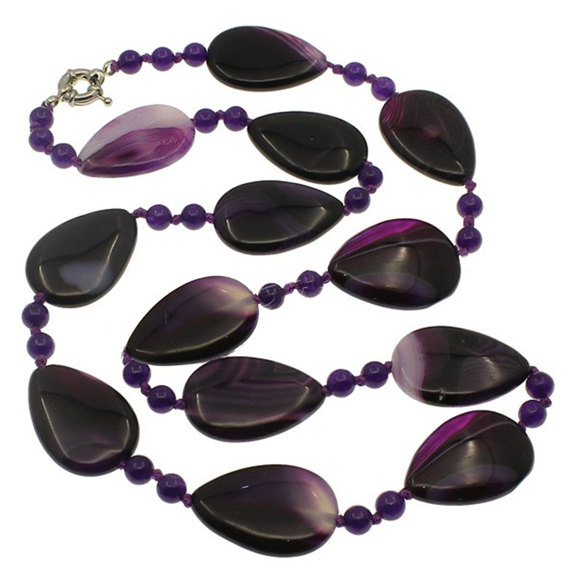 Treasure Bay FAB Women's Gemstone Necklace Chain With Spring Ring Clasp Presented in a Beautiful Jewellery Gift Box (Purple agate) — image 1