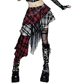 XCJIKUKE Gothic Pleated Mini Skirt Y2K Grunge Casual High Waisted A-line Flare Skirts