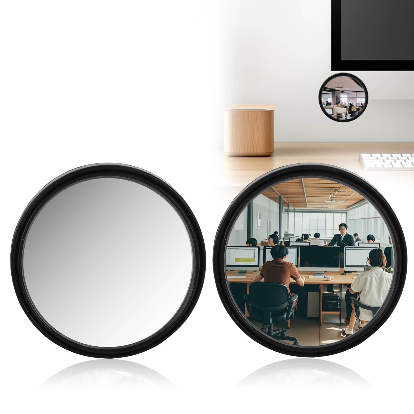 Photo 1 of (2 PCS) Cubicle Mirror to See Behind You – 2.3" Adjustable Monitor Rear View Mirror for Office Desk, Personal Security & Privacy, Fits PC Monitors or Cubicle Walls, Silver (Black)